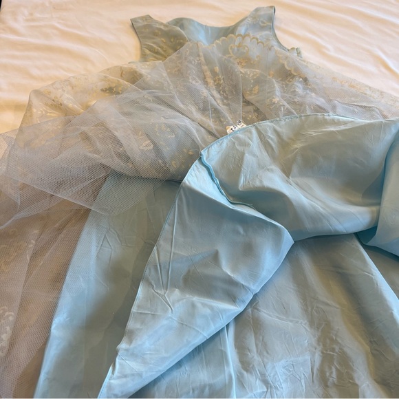 🎉HP🎉 Vintage 50s Cocktail Hostess Party Floral Dress Flocked Lace Chiffon SZ S - Picture 15 of 17